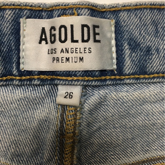 Agolde Distressed Cut Off Jean Shorts Blue 26 Button Fly 100% Cotton Denim - Picture 5 of 8